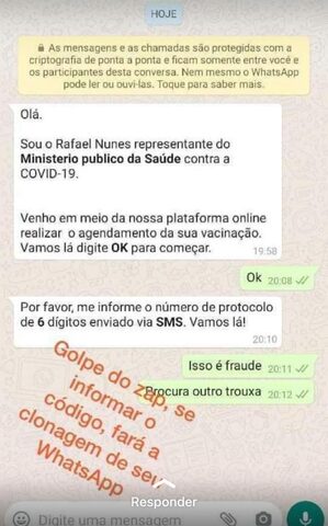 Criminoso se faz do Ministério Público e oferece vacina — Foto: Reprodução